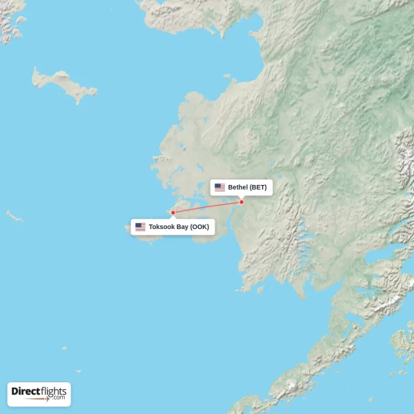 Toksook Bay - Bethel direct flight map
