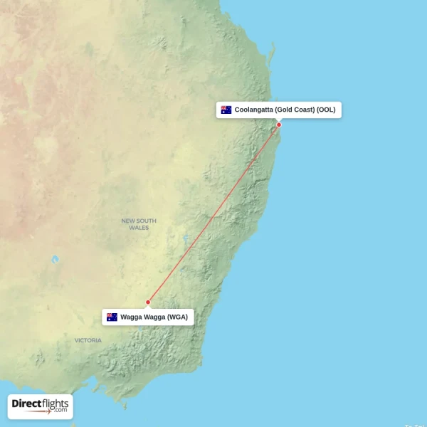 Coolangatta (Gold Coast) - Wagga Wagga direct flight map