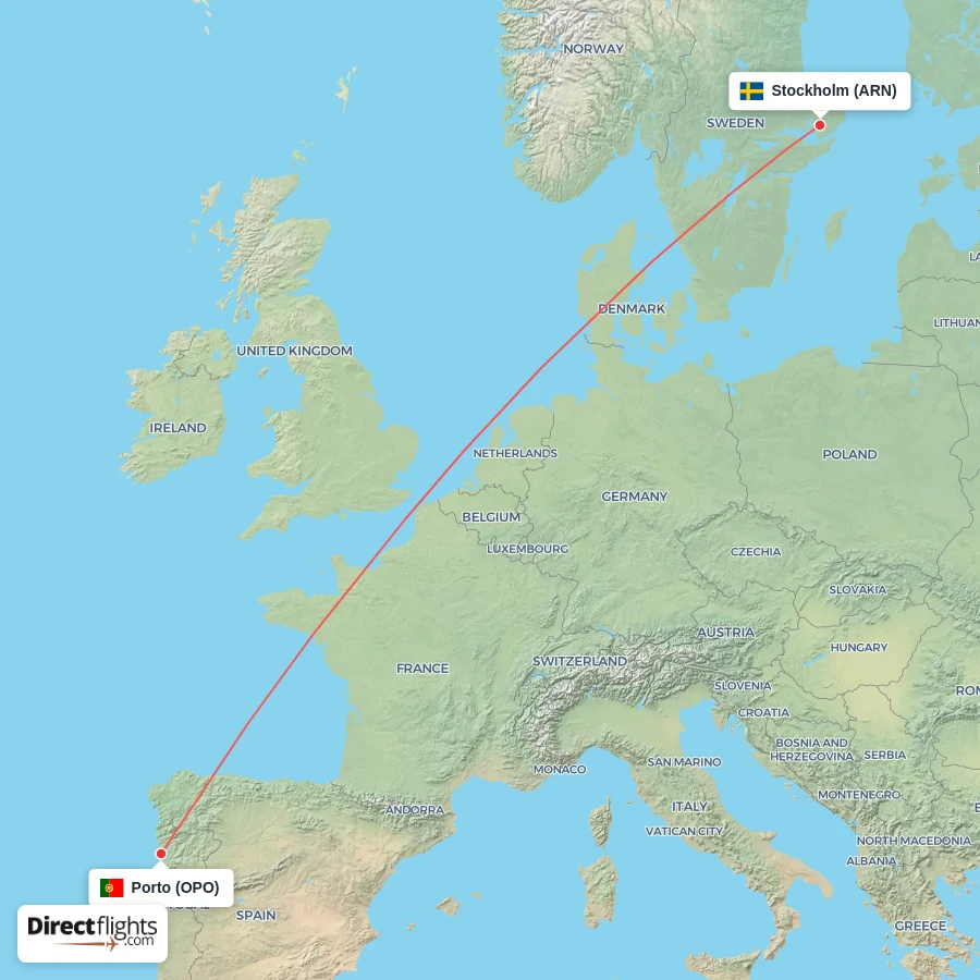 OPO - ARN route map