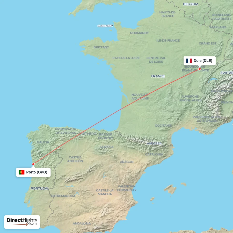 OPO - DLE route map