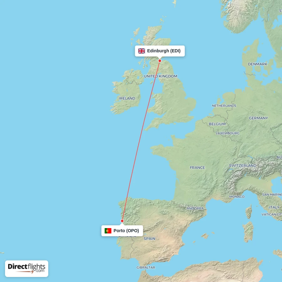 OPO - EDI route map