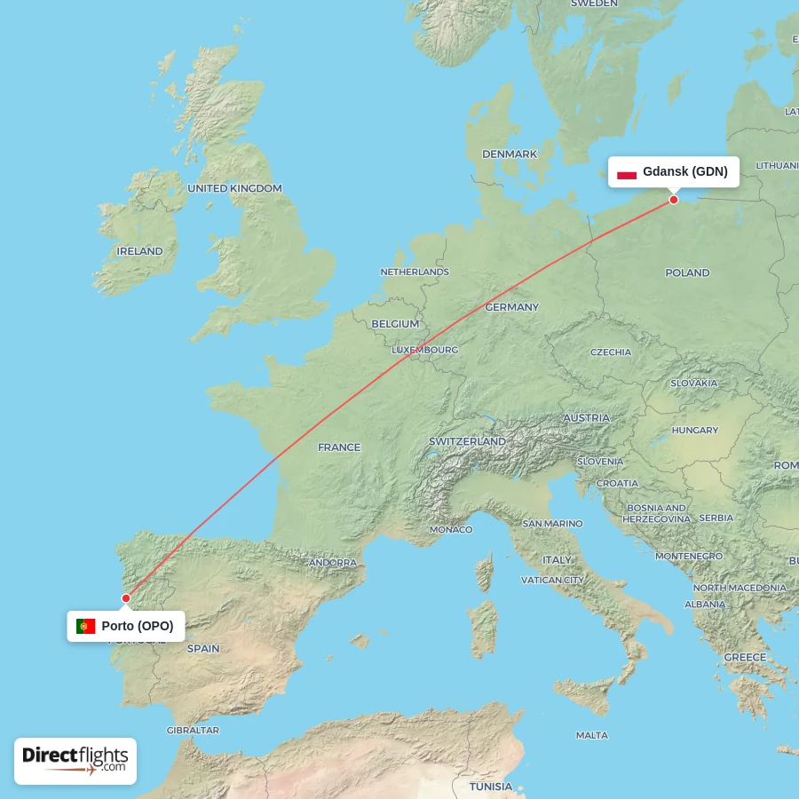 OPO - GDN route map