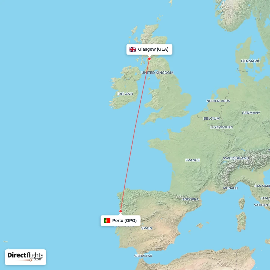 OPO - GLA route map