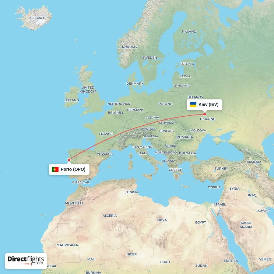 OPO - IEV route map