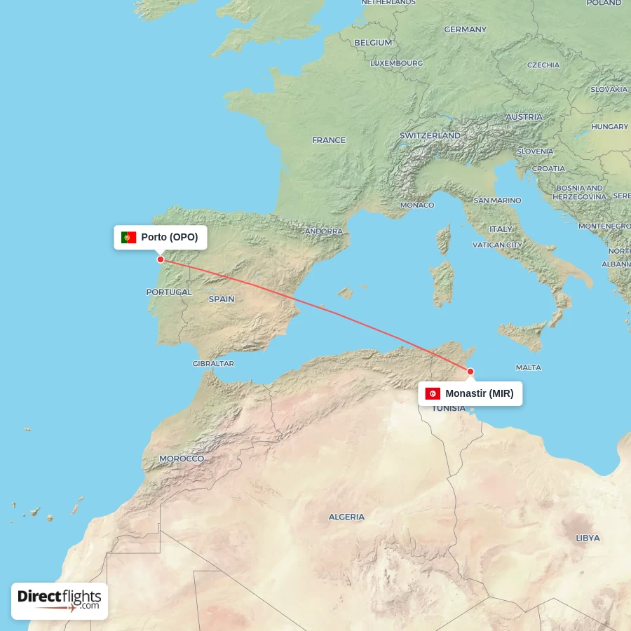OPO - MIR route map