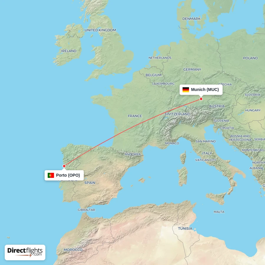 OPO - MUC route map