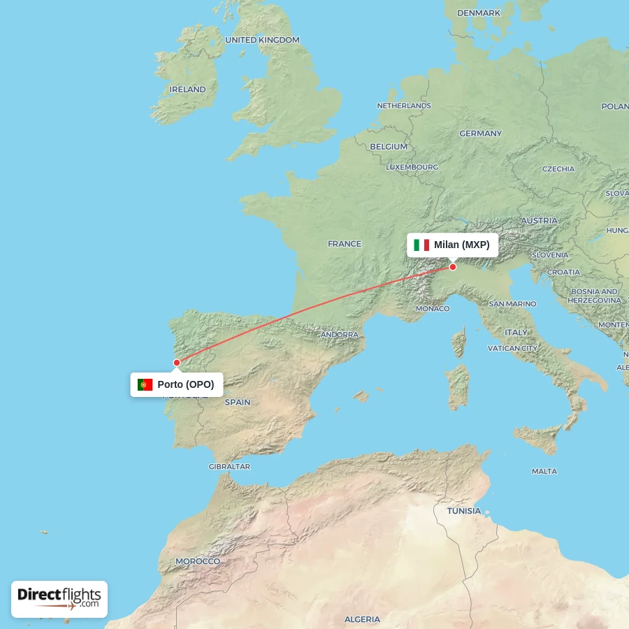 OPO - MXP route map