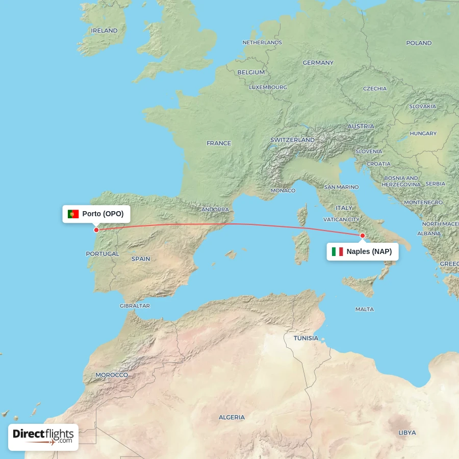 OPO - NAP route map