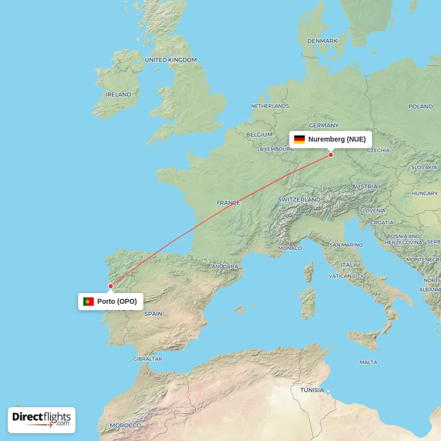 OPO - NUE route map