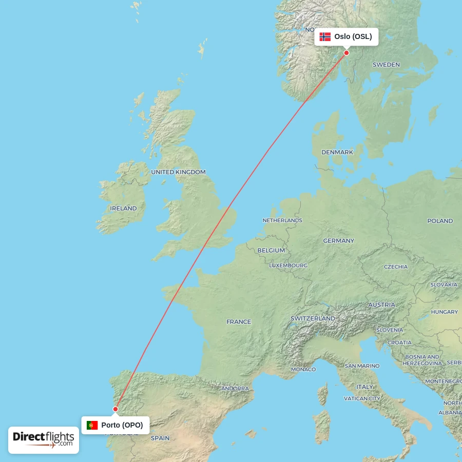 OPO - OSL route map