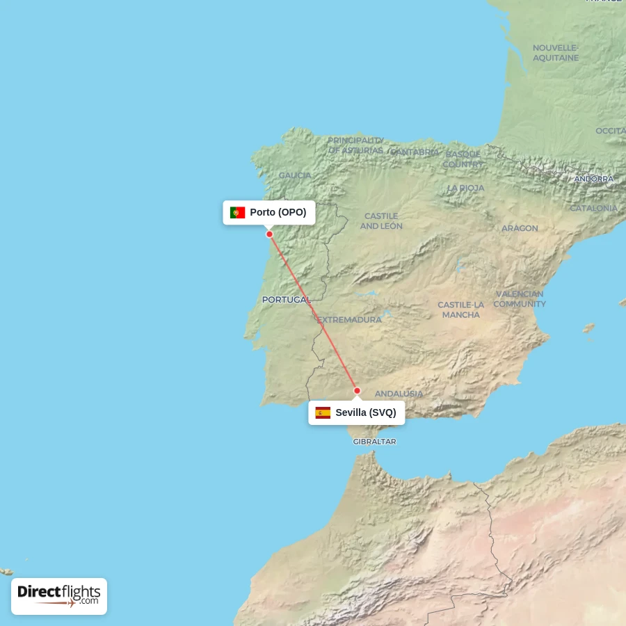 OPO - SVQ route map