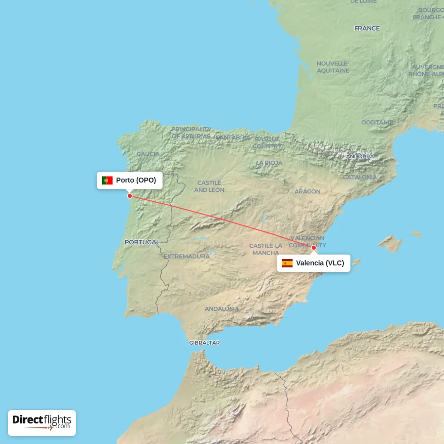 OPO - VLC route map