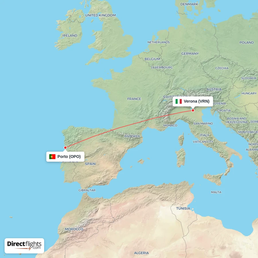 OPO - VRN route map