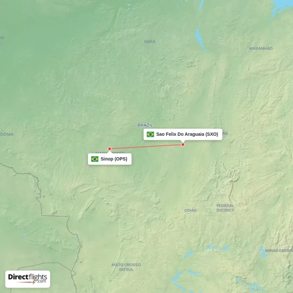 Sinop - Sao Felix Do Araguaia direct flight map