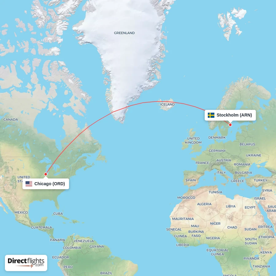 ORD - ARN route map