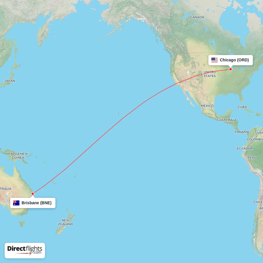 ORD - BNE route map
