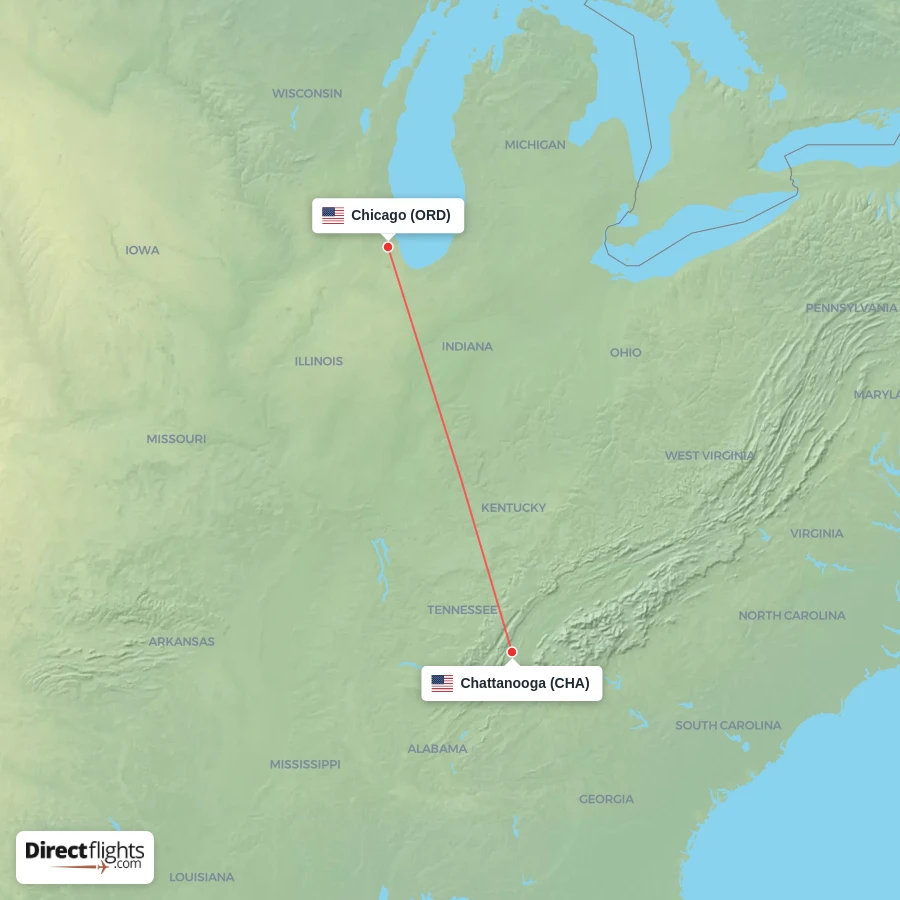 ORD - CHA route map