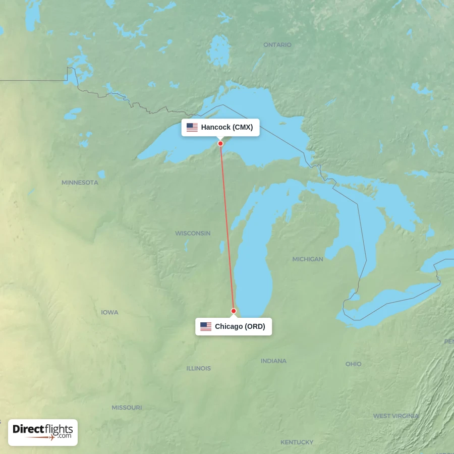 ORD - CMX route map