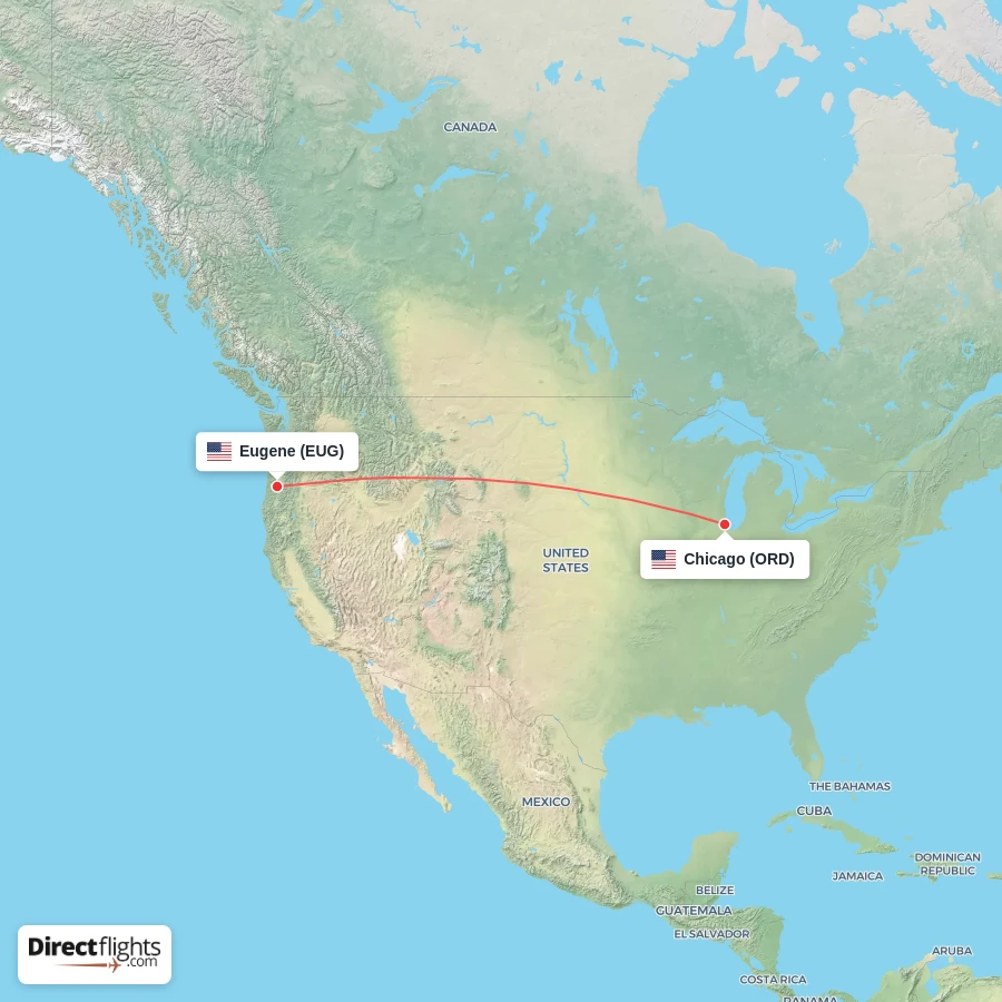 ORD - EUG route map