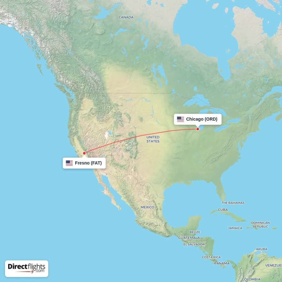 ORD - FAT route map