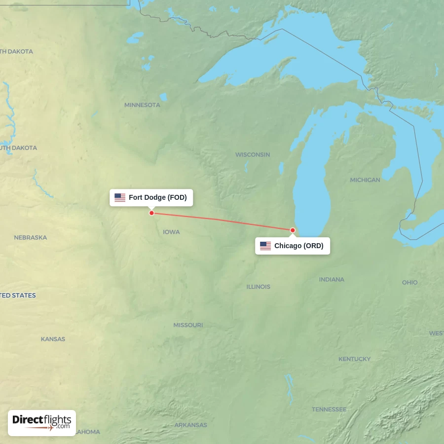 ORD - FOD route map