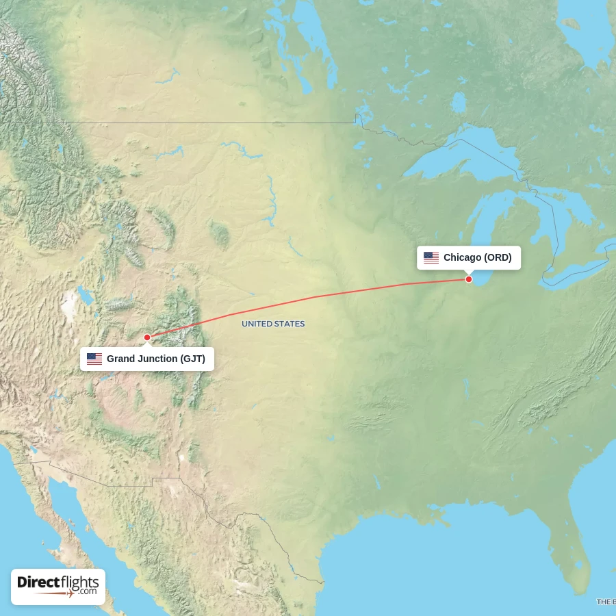 ORD - GJT route map