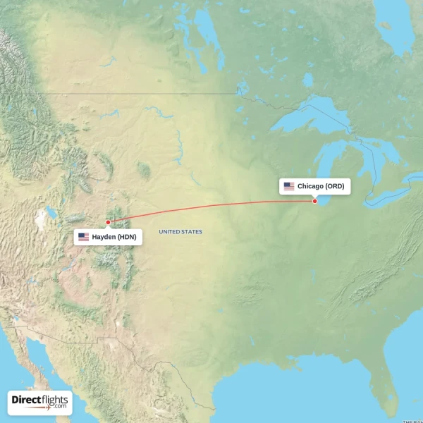 Chicago - Hayden direct flight map