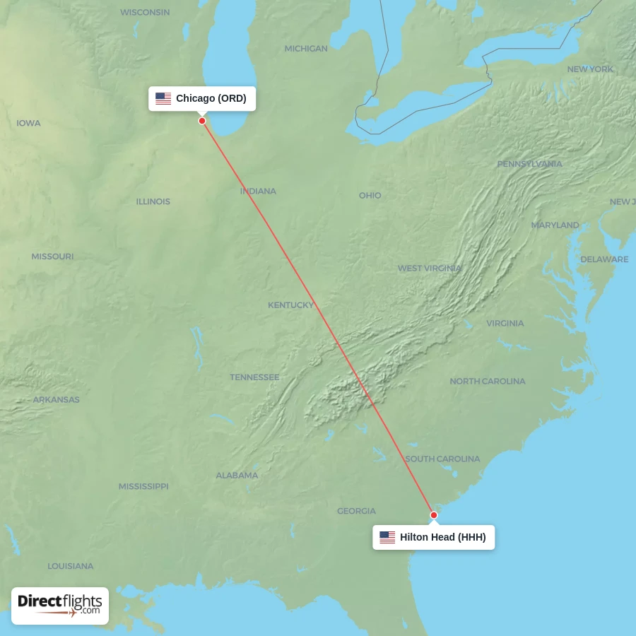 ORD - HHH route map