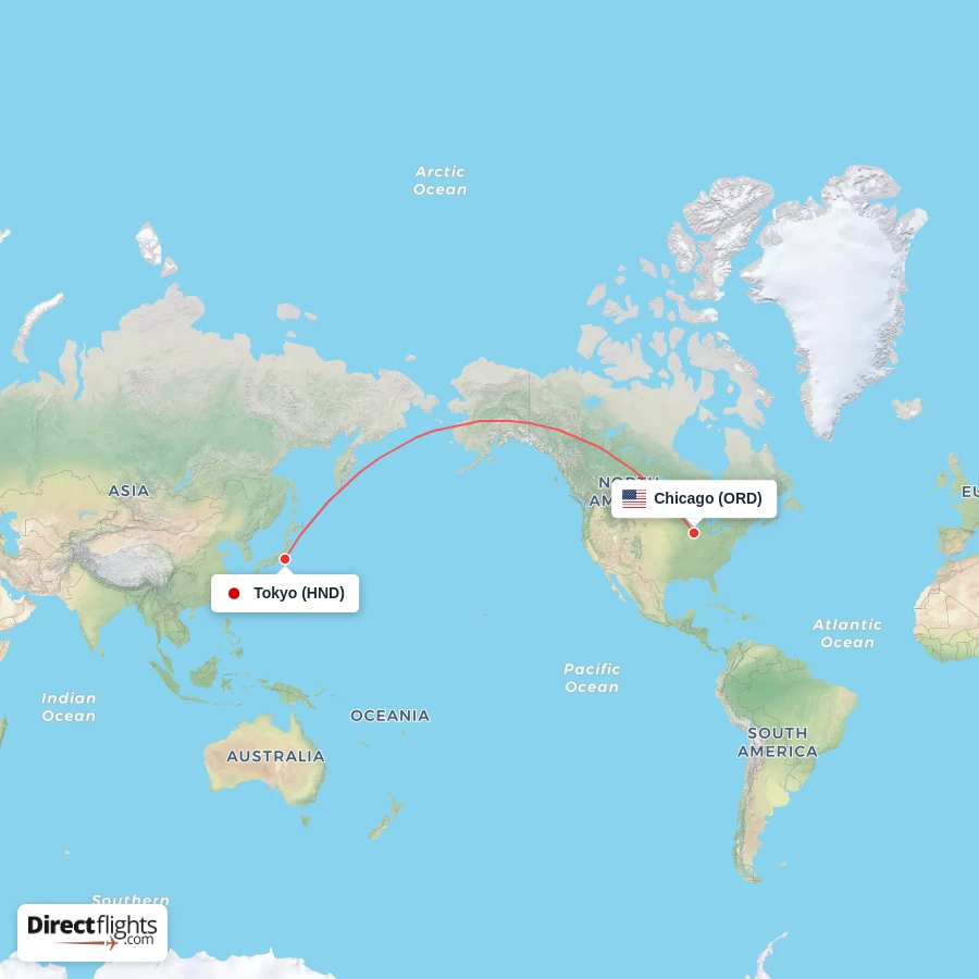 ORD - HND route map