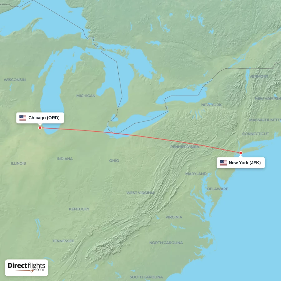 ORD - JFK route map