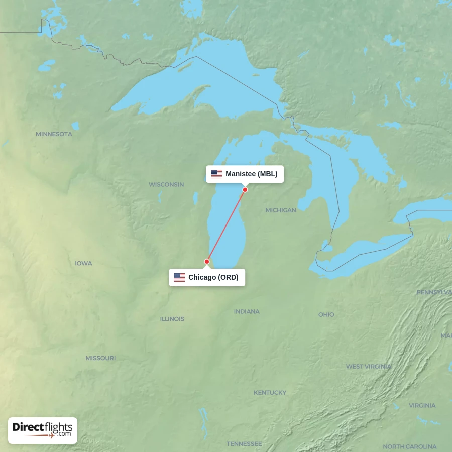 ORD - MBL route map
