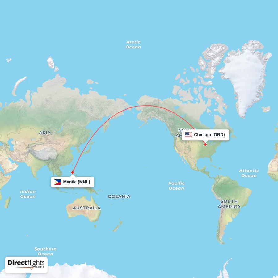 ORD - MNL route map