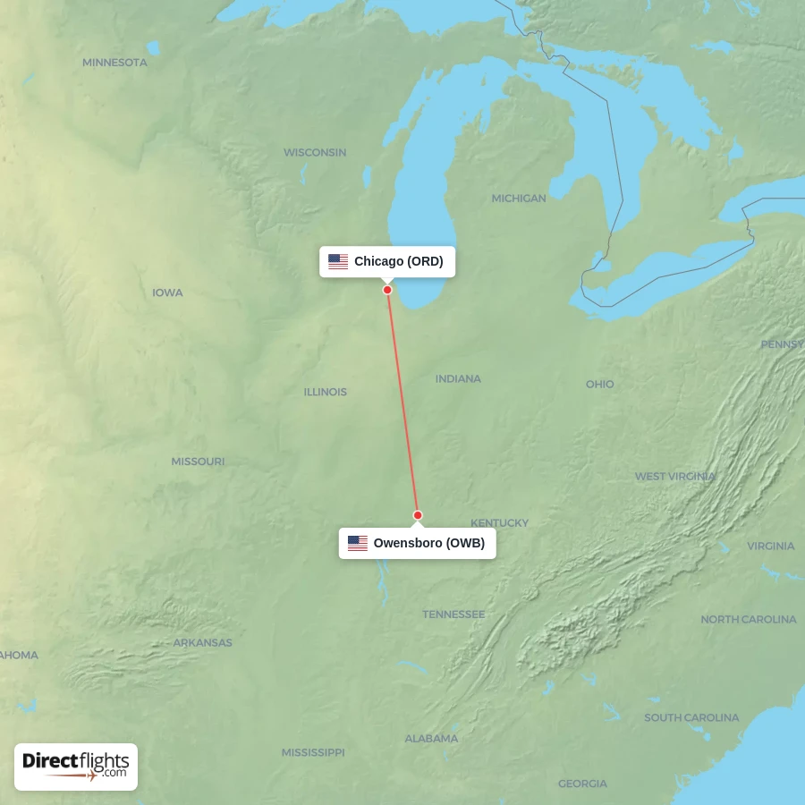 ORD - OWB route map