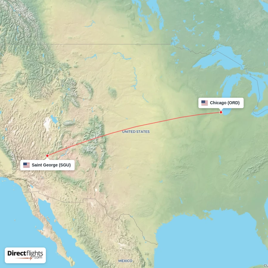 ORD - SGU route map