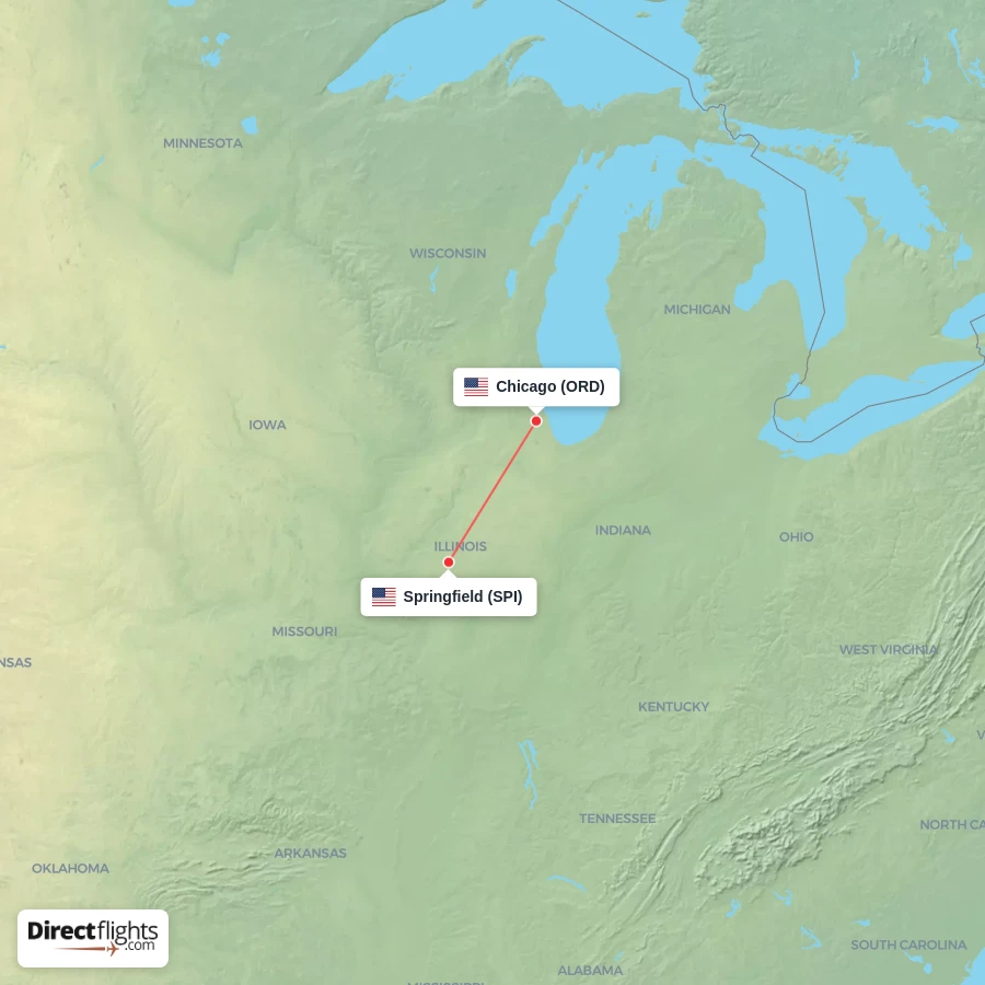 ORD - SPI route map