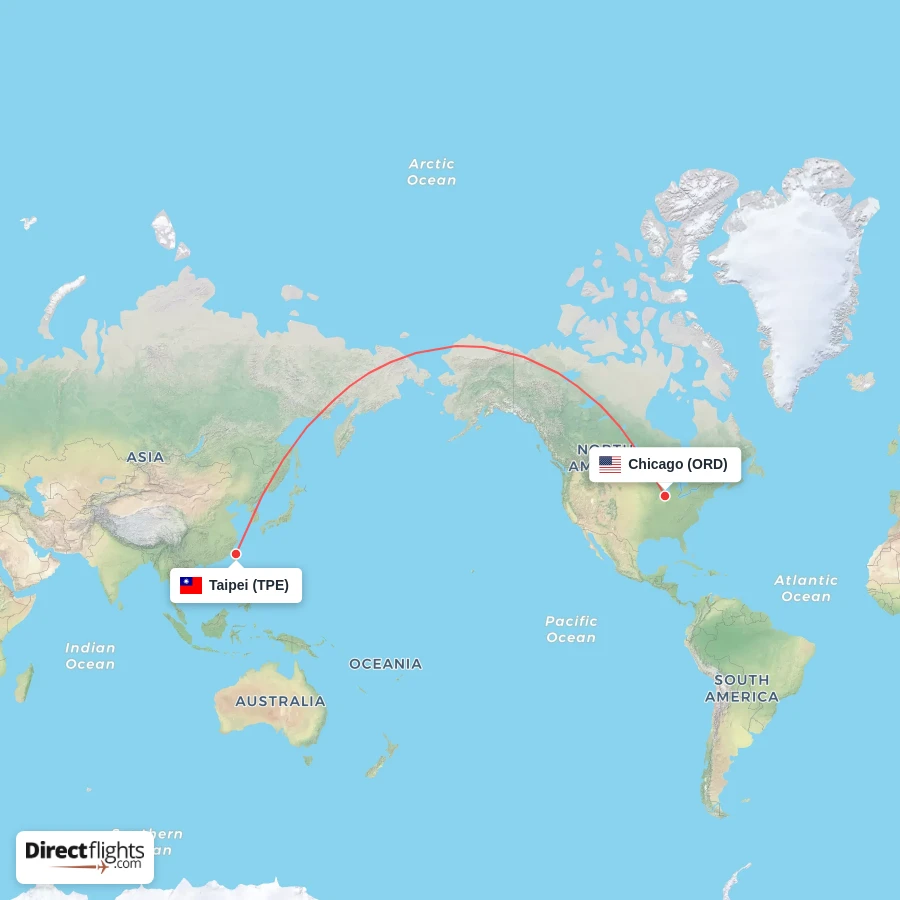 ORD - TPE route map