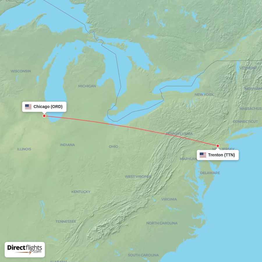 ORD - TTN route map