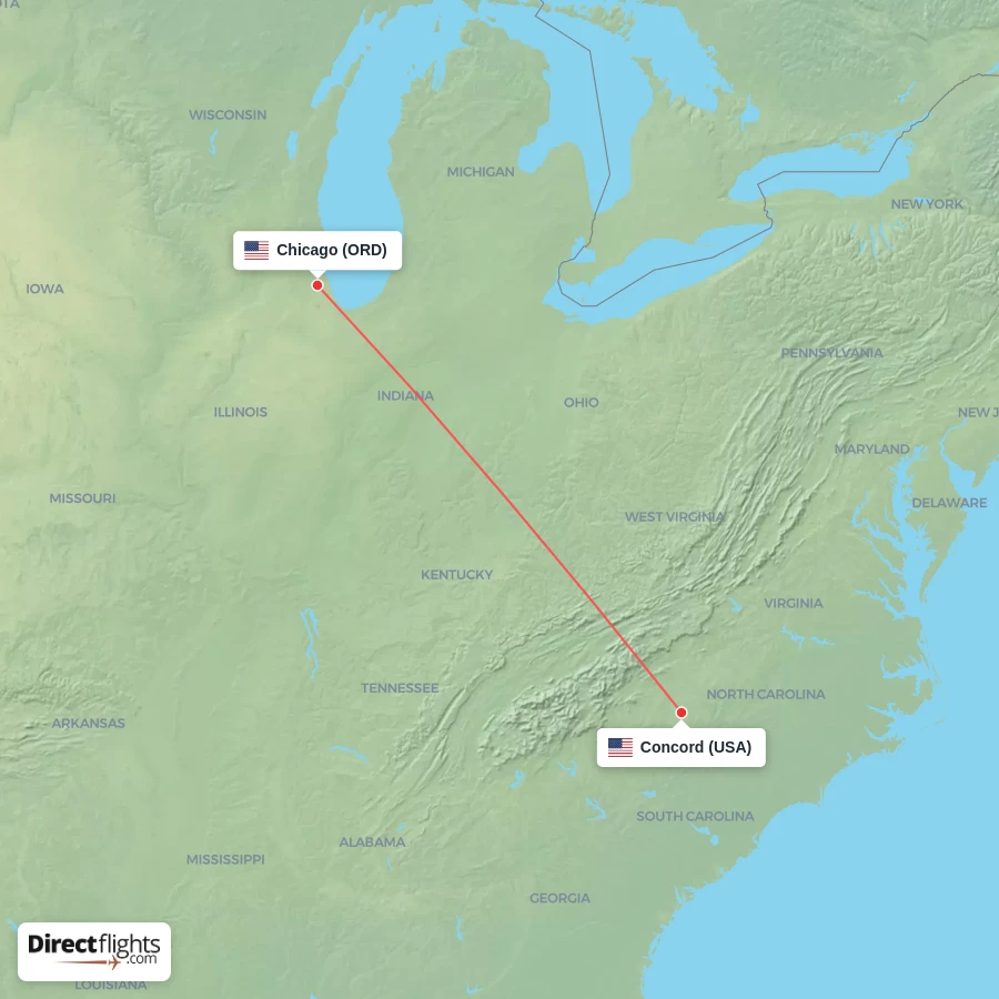 ORD - USA route map