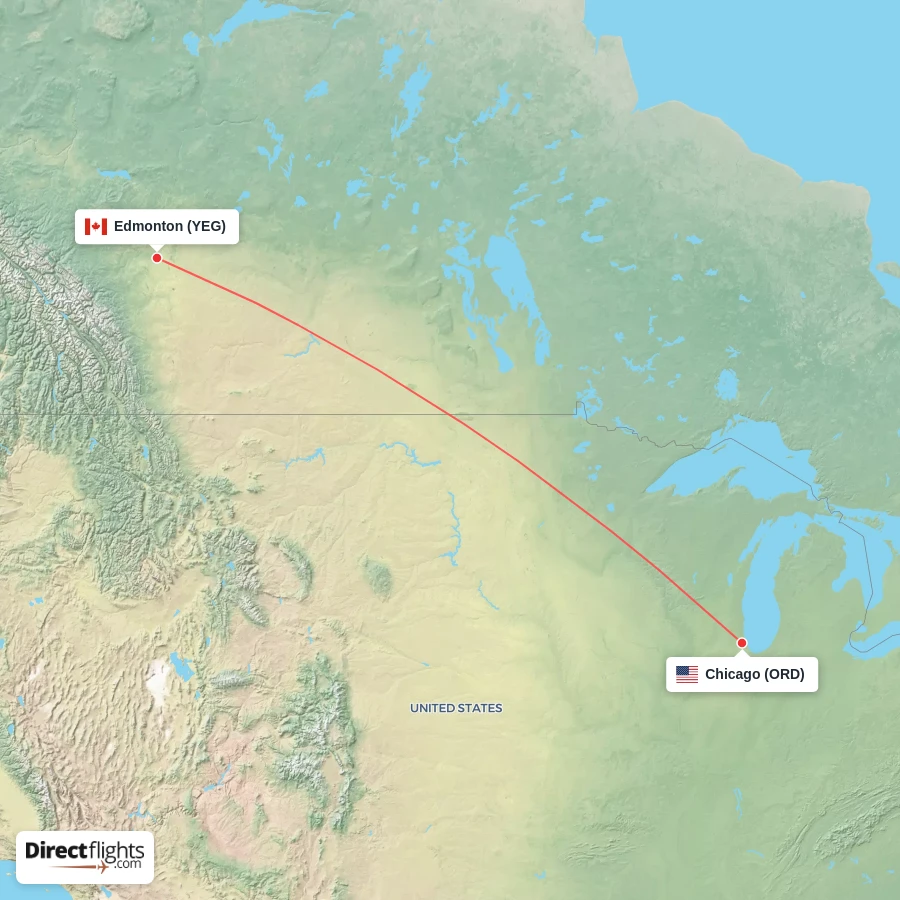 ORD - YEG route map