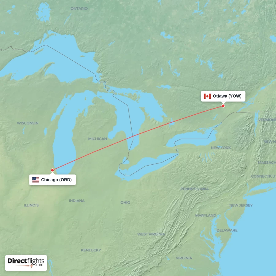 ORD - YOW route map