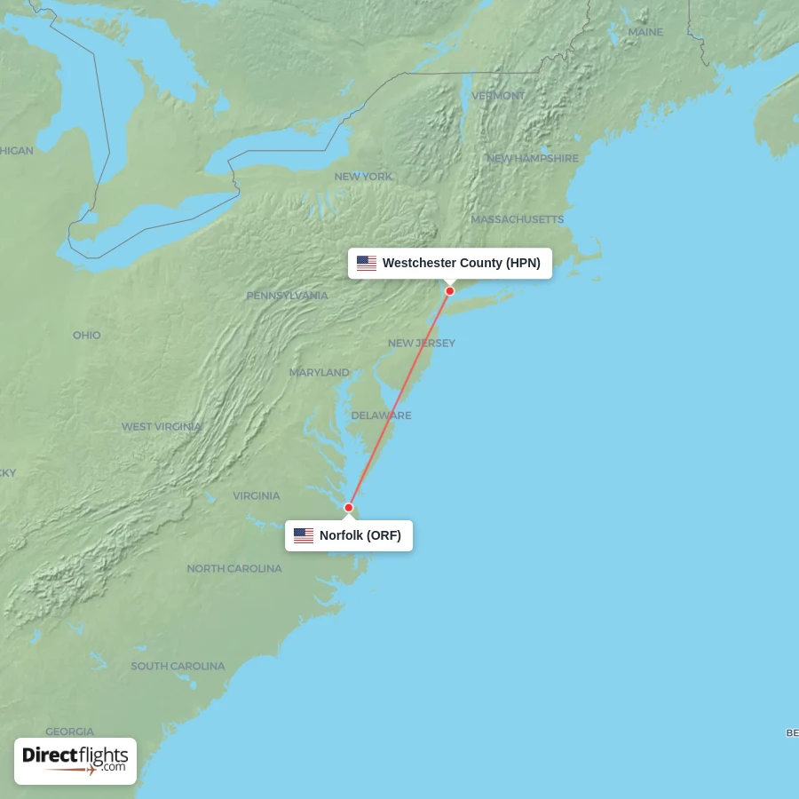 ORF - HPN route map