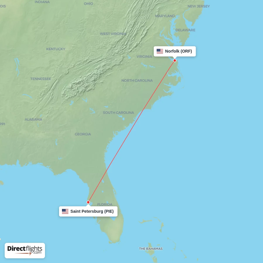 ORF - PIE route map