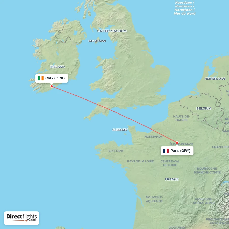 ORK - ORY route map