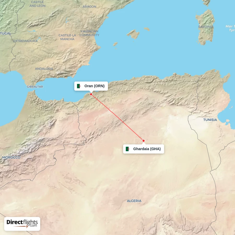 ORN - GHA route map