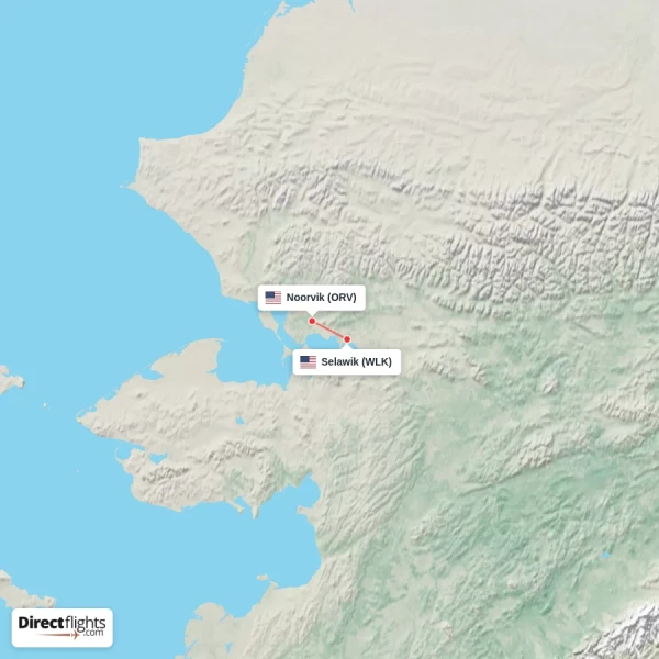 Noorvik - Selawik direct flight map