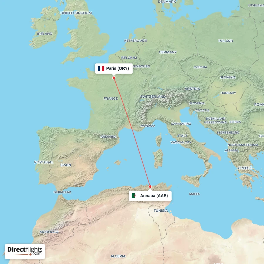 ORY - AAE route map