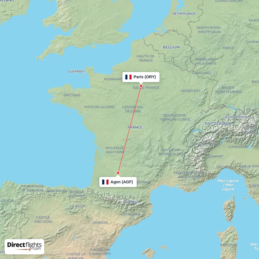 ORY - AGF route map