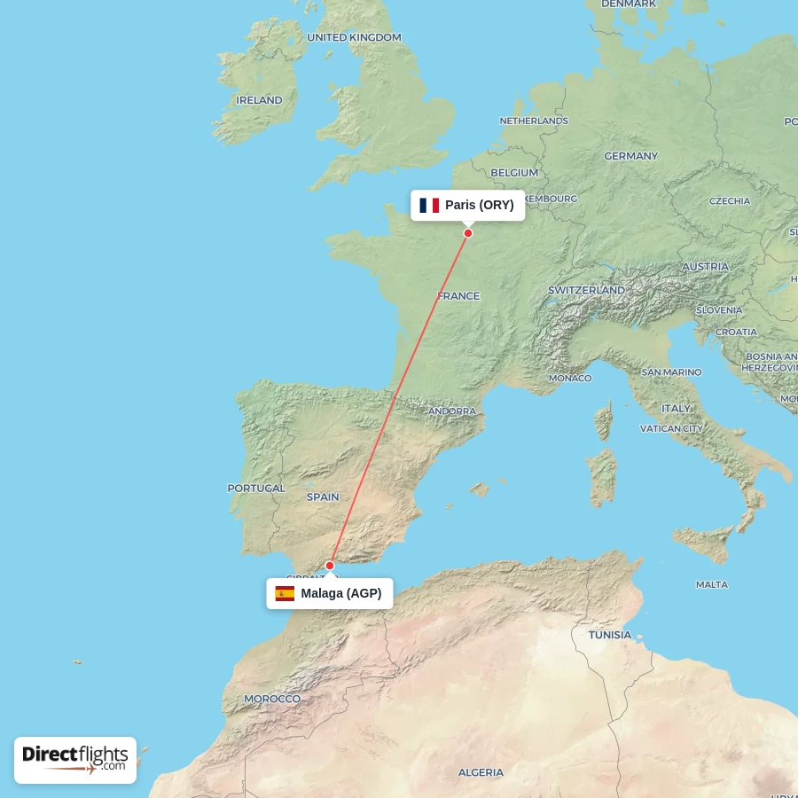 ORY - AGP route map