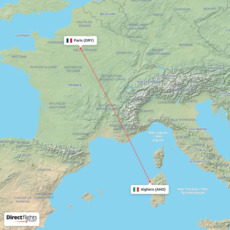 ORY - AHO route map
