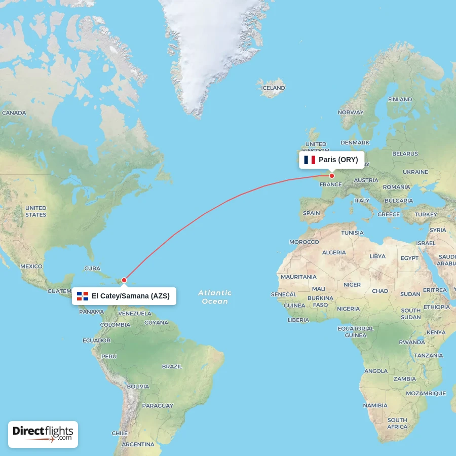 ORY - AZS route map